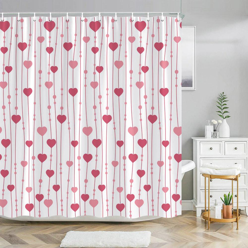Paris Eiffel Tower Pink Shower Curtain Valentine's Day Flowers and Butterflies Polyester Washable Shower Curtains Bathroom Decor