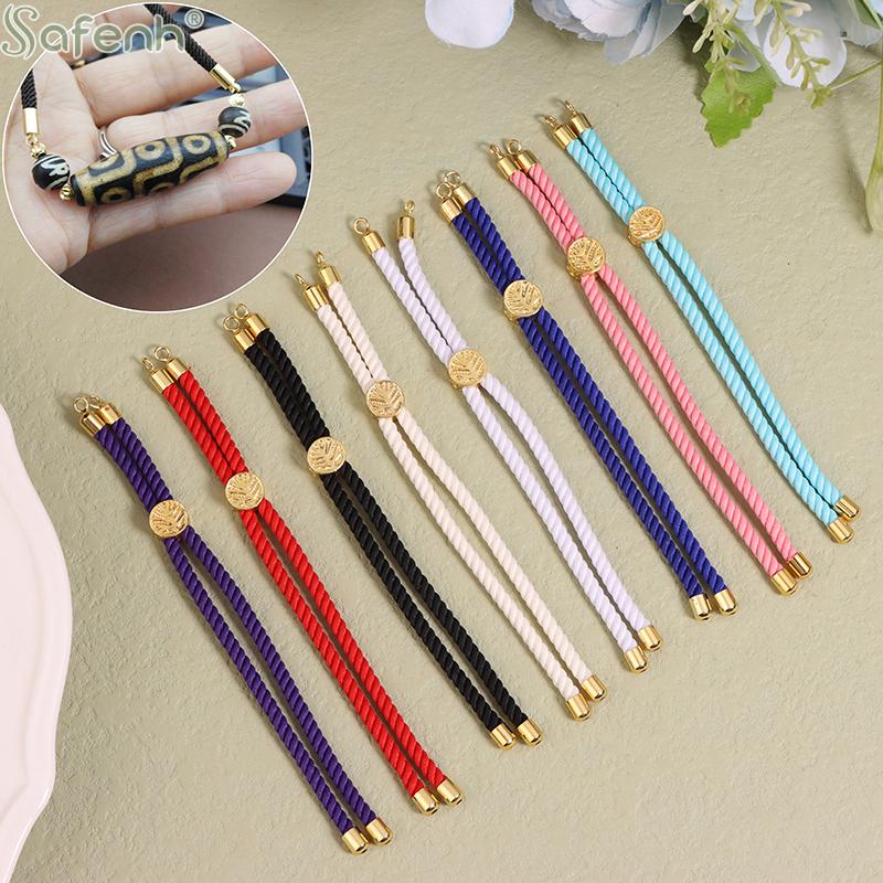 5Pcs Nylon Black Red String Woven Rope Adjustable Link Chain for Connectors Charms Bracelets Jewelry Making Jewelry Findings