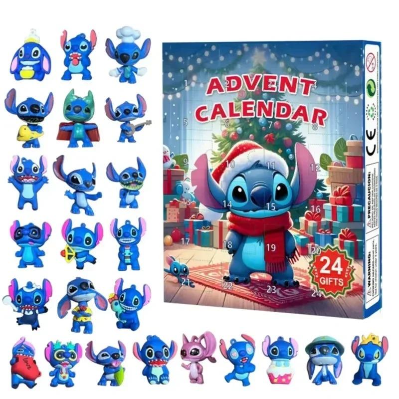 Stitch Adventskalender Box Lilo Stitch Blind Box 24 Tage Modell Anime Figur Countdown Kalender Schmuckstück Weihnachtsgeschenke