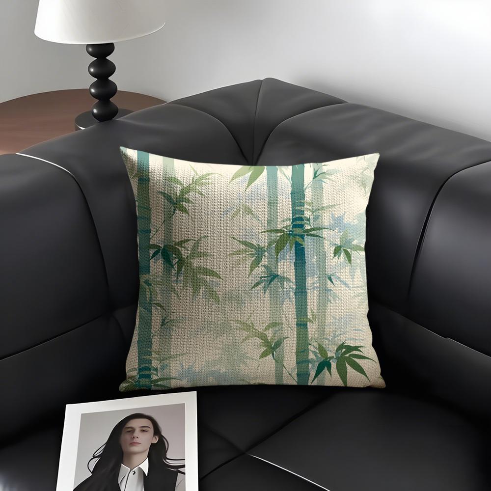 Bamboo Luxury Cushion Cover Natural Linen Organic Fabric DoubleSided Printing Sofa Home Decor Gift Pillow Case