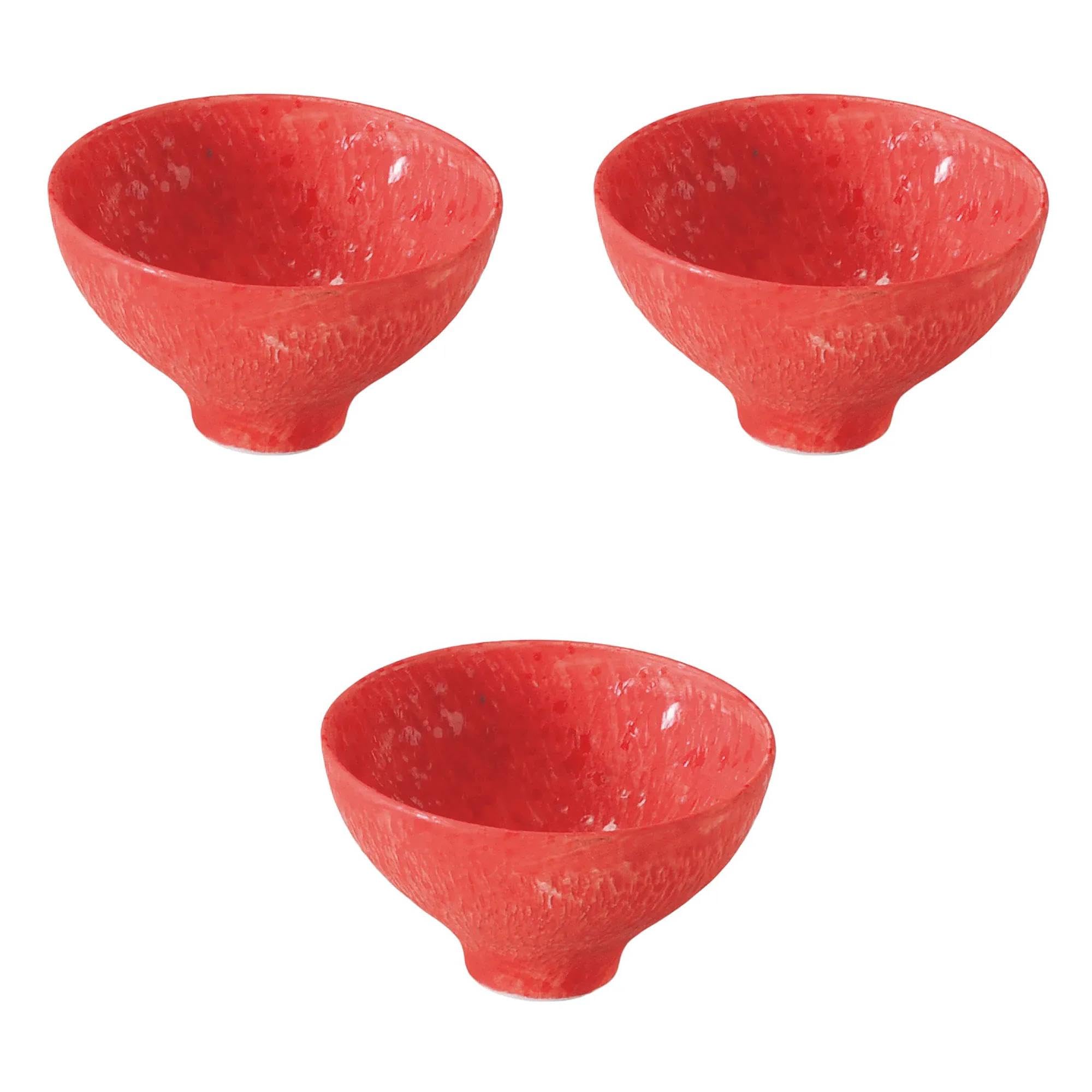 

Set of 3 Vermilion Tochiri Sake Cups x Delicacies Setomonohonpo (Small Serving) [8 4.6cm (80cc)]