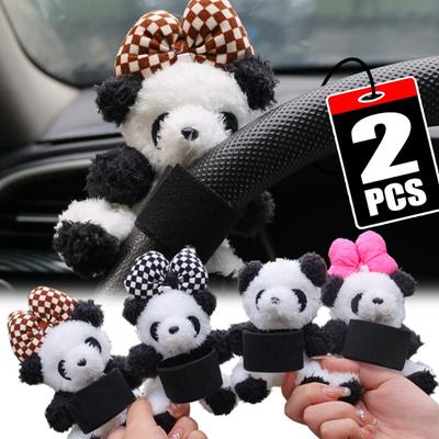 Décorations d'ornement de sangle de levier de vitesse de voiture Décoration de volant Clignotant Essuie-glace Support de vitesse Poupée panda décorative