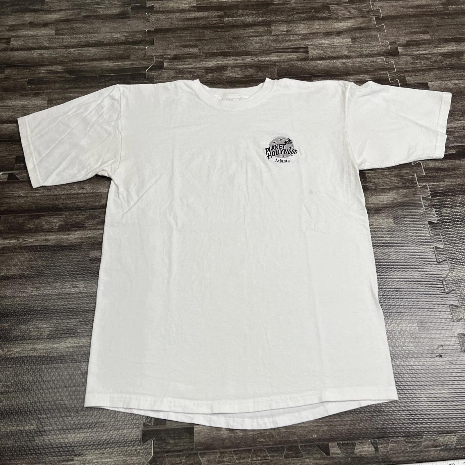 Vintage Planet Hollywood Atlanta Tshirt White Large Embroidered VTG M