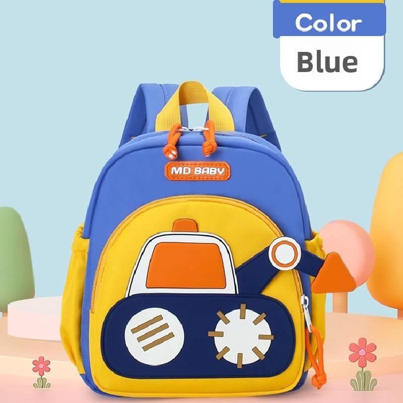 

Preschool Kids Cartoon Backpack With Excavator Print And Material Breathable
