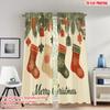 2pcs 2D Flat Printing Classic Christmas Curtains Christmas Socks Stockings Winter Holiday Digital Printed Polyester Drapes