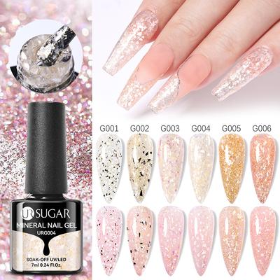 Cola para esmalte de fototerapia com folha dourada Color Rock, cola para fototerapia com glitter e lantejoulas grandes coloridas