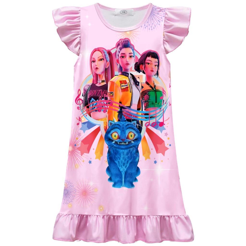 Kinder Mädchen POP Rumi Zoey Mira Bedrucktes Rüschenärmel Freizeitkleid