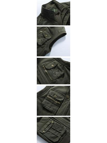 Jidengpu Men's Casual Multi-Pocket Cotton Vest - Spring & Autumn Outerwear