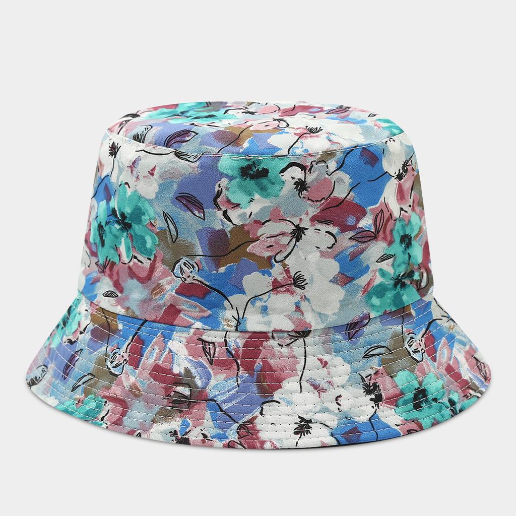 Women's Flower Pattern Foldable Bucket Hat UV Protection Wide Brim Sunshade Outdoor Spring Summer Hat