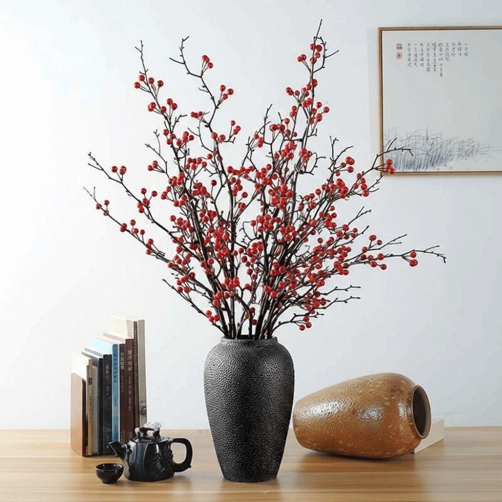 85cm Length Artificial Holly Artificial Plants Little Red Fruit Red Berry Branch Berry Branch Festival Decor