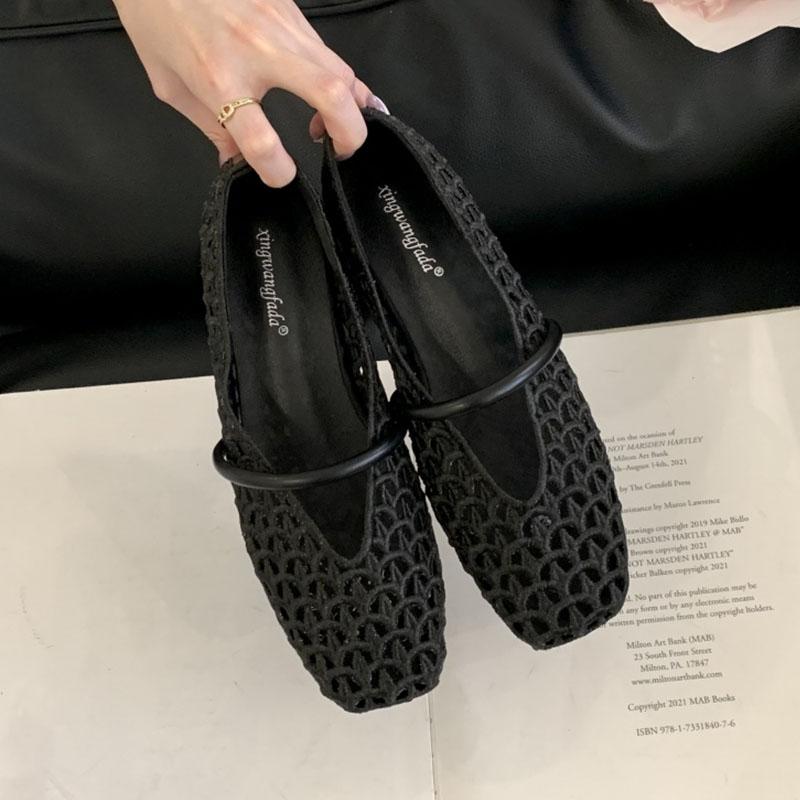 

Мода Мода Плетение Женские Балетки Мэри Джейн Обувь Новинка Весна Лето Женская Обувь с Мелким Вырезом Квадратный Носок Женские Балетки С Обувью 35 чёрный