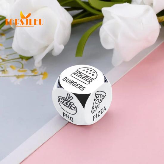 Food Decision Dice Stainless Steel,Date Night Meal Decision Maker,Valentines Day Movies Decision Dice for Couples