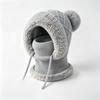 Plush ear protectors knitted hat scarf mask integrated ski warm hat women's winter wool one-piece hat