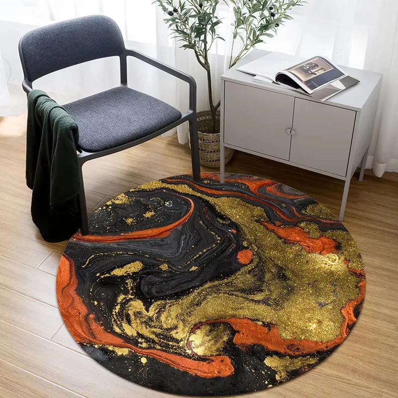 Marbled Round Rug – Non-Slip Circular Carpet for Living Room Bedroom & Dining Room Floor Decor
