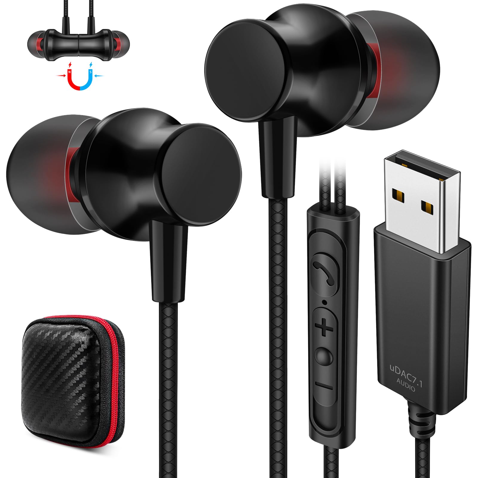 

USB-наушники MACLE с проводными ПК-наушниками, каталитическими магнитными, поддерживают громкость, длину звука, работу с наушниками USB, совместимыми с HIFI-звуком USB A