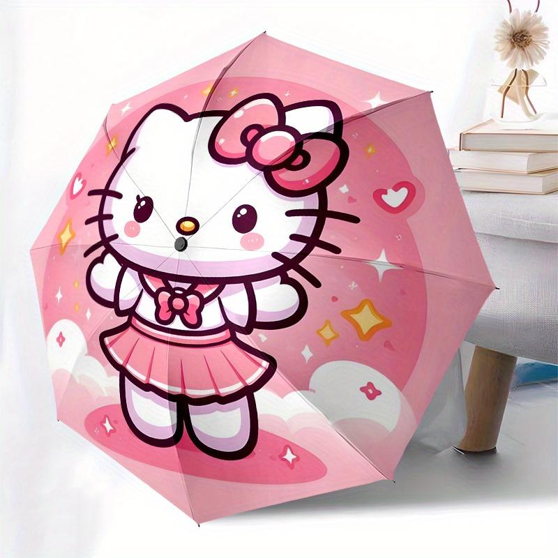 1pc Hello Kitty Pink Background Umbrella with Plastic Handle,Suitable for All Seasons Home Travel Outdoor UmbrellaSanlio049