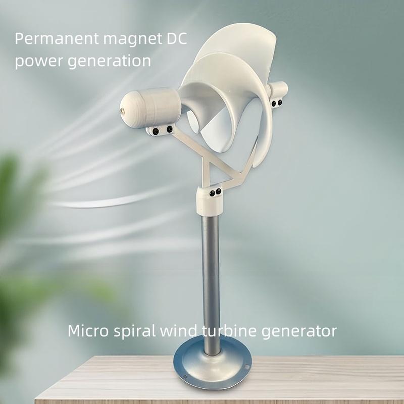 New 1-10W Miniature Spiral Wind Turbine Scientific Experiment Power Lamp White Solar Wind Generator Model with LED Light 320mm