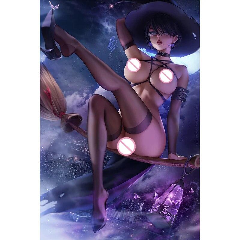 Print Canvas Black Silk Stockings Mai Shiranui Nude Sexy Girl Art Living Room Hanging Picture