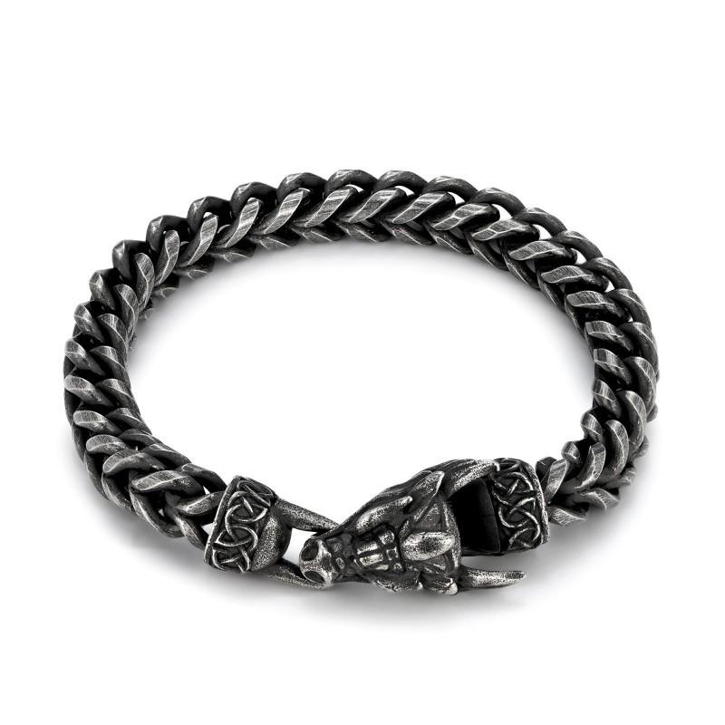 European American New Domineering Dragon Head Stainless Steel Bracelet Retro Dark Personality Trendy Accessory