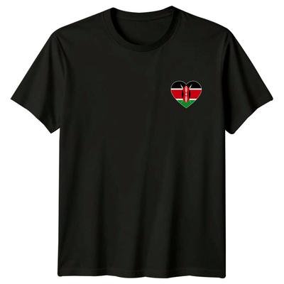 Kenia Flaga Serce Podróże Kenia Męski T-Shirt Damski T-Shirt Graficzny Unisex Top