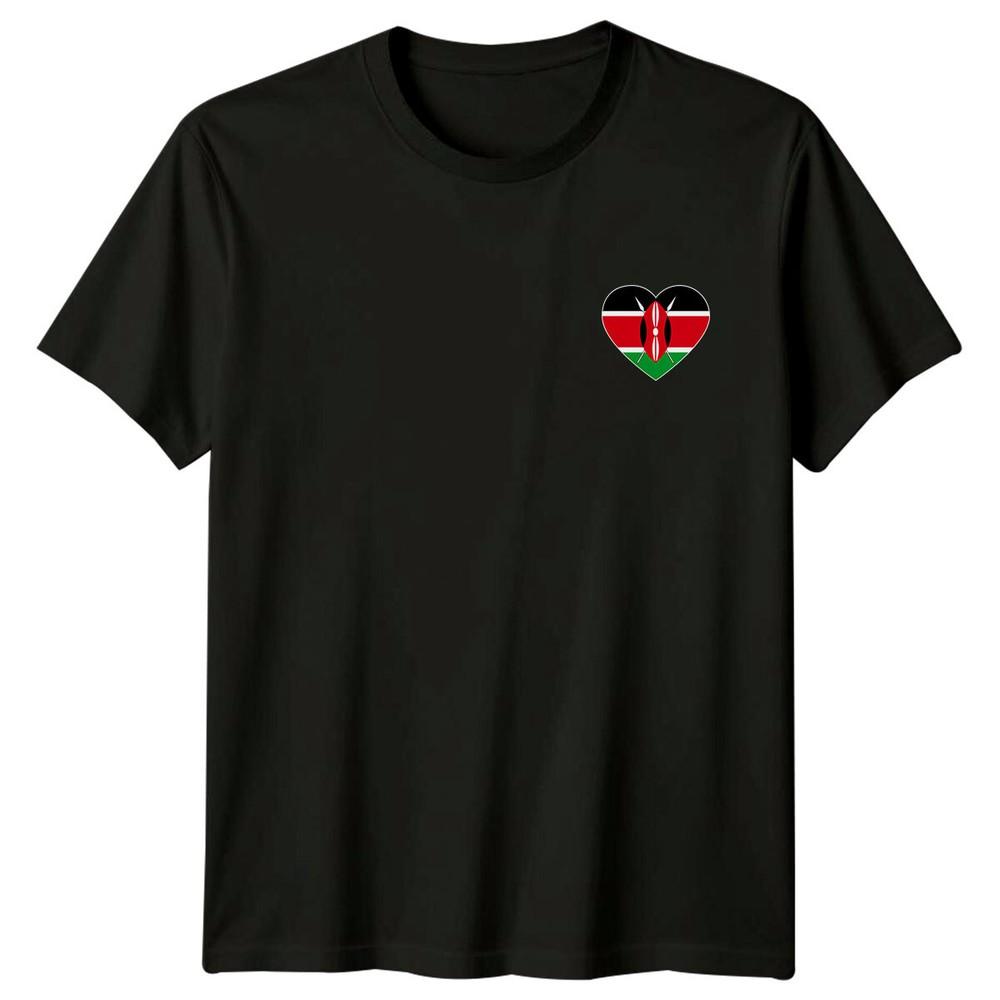 

Кенийский Флаг Сердце Кения Путешествия Мужская Футболка Женская Футболка Графический Унисекс Топ 4XL