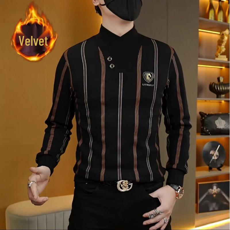 

Stylish Men s Fleece-Lined Slim Fit Hoodie with Stripes 3XL (165-180 jin) чорний