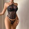 Damen Sexy Bandeau Dessous-Set Spitze Mit Stäbchen Schlankes Neckholder Unterwäsche Push-Up Taillenraffung Oberbekleidung Dessous-Set