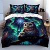 Colorful Owl Art Home Decor Multiple Sizes Kid'S And Adults' Bedroom Exquisite 3Pc Bedding Set, Gift