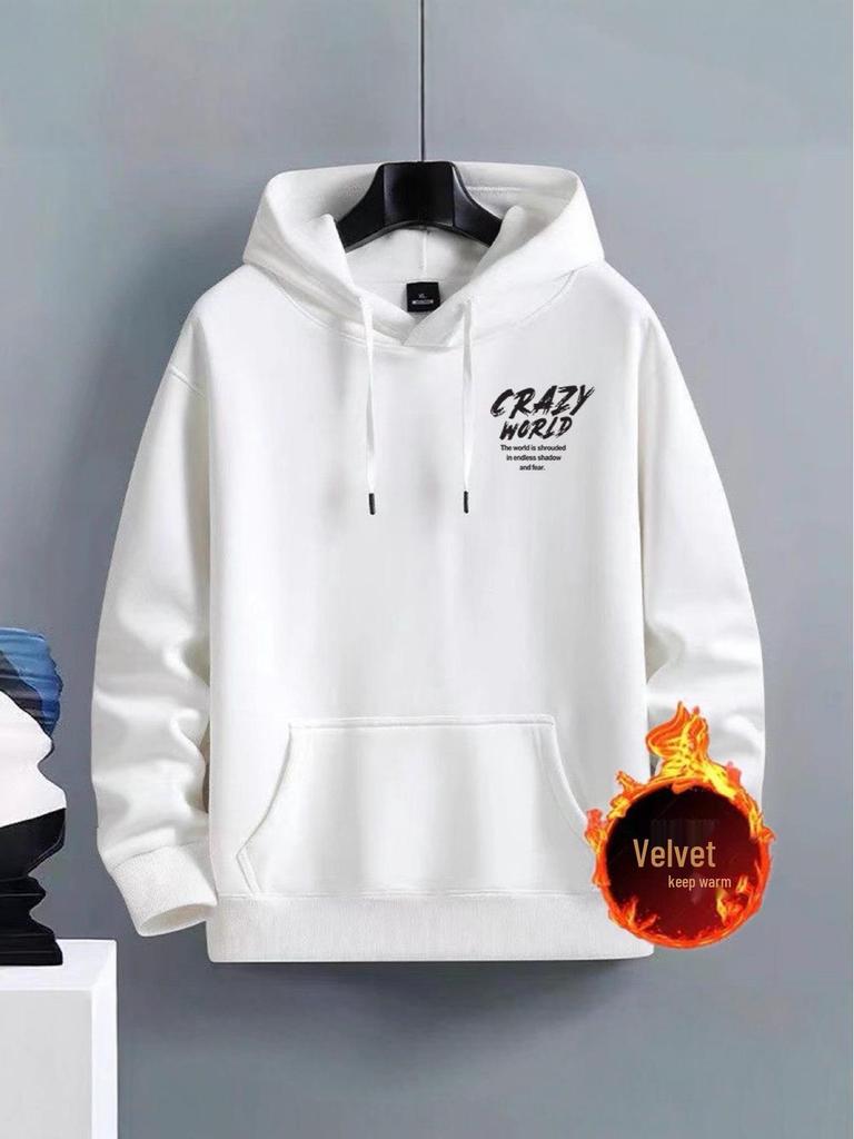 2025 Herren Kapuzenpullover im amerikanischen Stil - Lockerer Schnitt, Wintervelours, Bedruckte Streetwear-Jacke