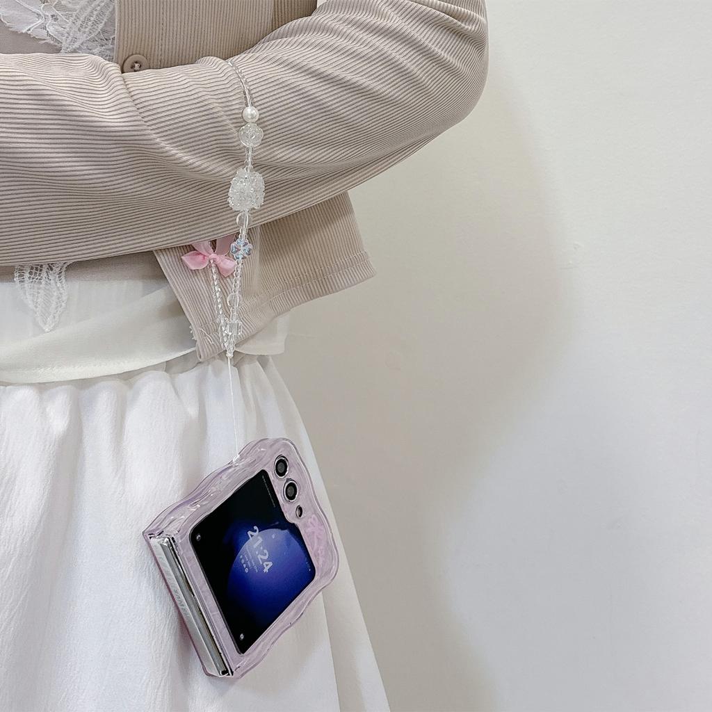 For Samsung Galaxy Z Flip5 5G Case Pattern Print Hard PC Phone Cover with Strap