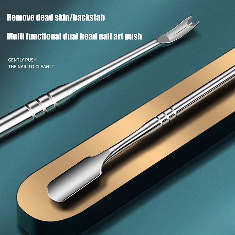 Double-Ended Nail File Stainless Steel Cuticle Remover Dead Skin Cuticle Pusher Trimmer Pedicure Nail Tools