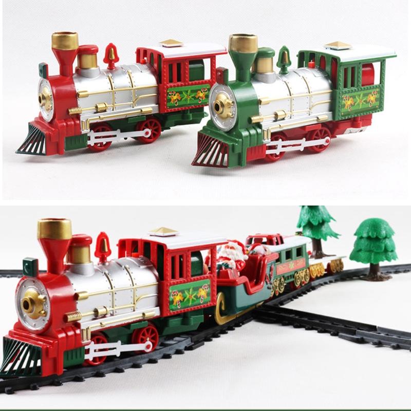 Electric Train Set Safe Realistic Railway Train Christmas Battery-Powered Santa Claus Train Toys Ornaments for Kids Gift