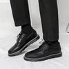 New Brogues Leather Platform Oxfords Lace Up Thick Tottom Male Derby Shoes Casual Loafers Mens Square Toe Formal Dress Shoes Men
