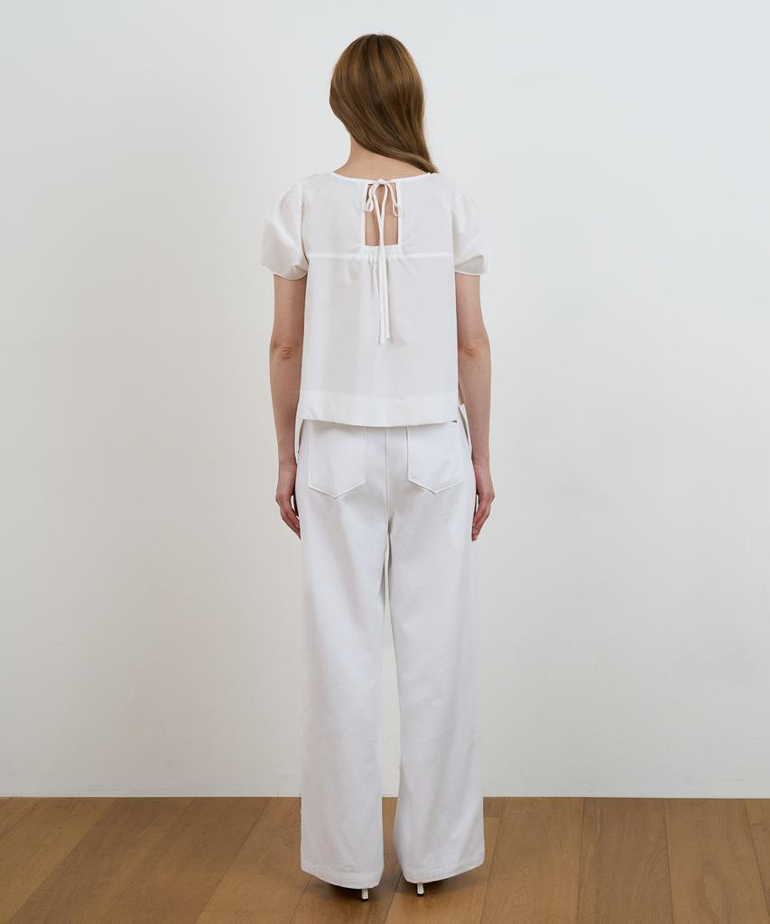 DEHEVE Volume Shirring Blouse [Ivory]