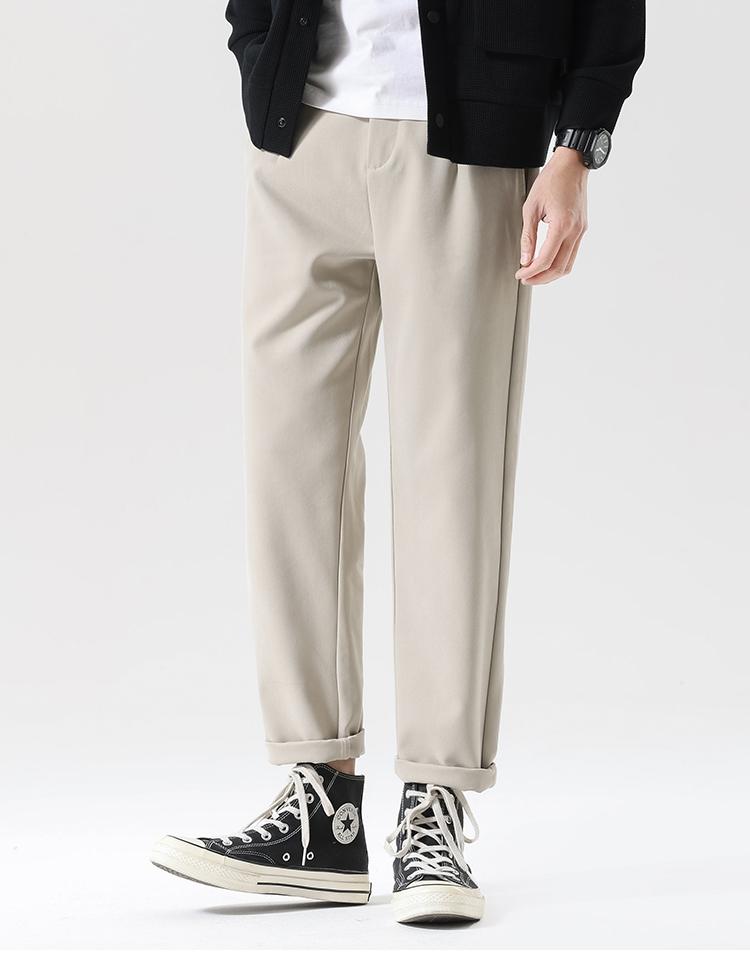 Anti wrinkle copper ammonia silk spring new casual pants for men, loose and versatile straight leg tapered pants