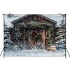 Mocsicka Christmas Backgrounds Photography Wood House Doors Winter Snow Tree Decorations Backdrops Party Wallpaper Studio Banner