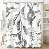 Vintage Black White Leaves Shower Curtain Waterproof Bath Rug Decoration Home Decorative Polyester Fabric Bathroom Decor 180x240