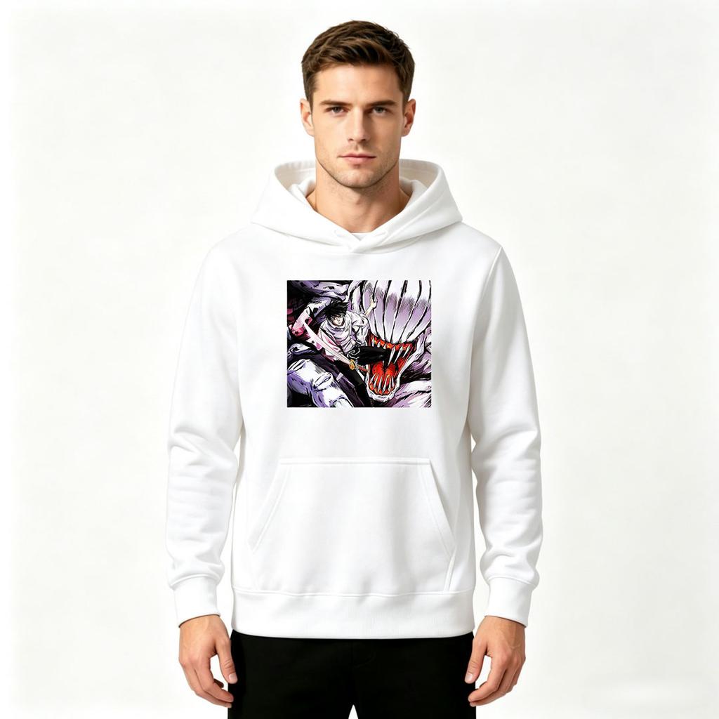 Men Anime Print Pullover Hoodie Casual Long Sleeve Streetwear Sweatshirt For Daily Wear