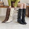 2025 Autumn New Pointed Wedge Temperament French Fashion Sexy Beautiful Women Boots European and American Belt Buckle Women's Boots
