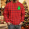 Men's Casual Knit Long Sleeve Neck Shirt with Christmas Print for Holiday and Everyday Wear