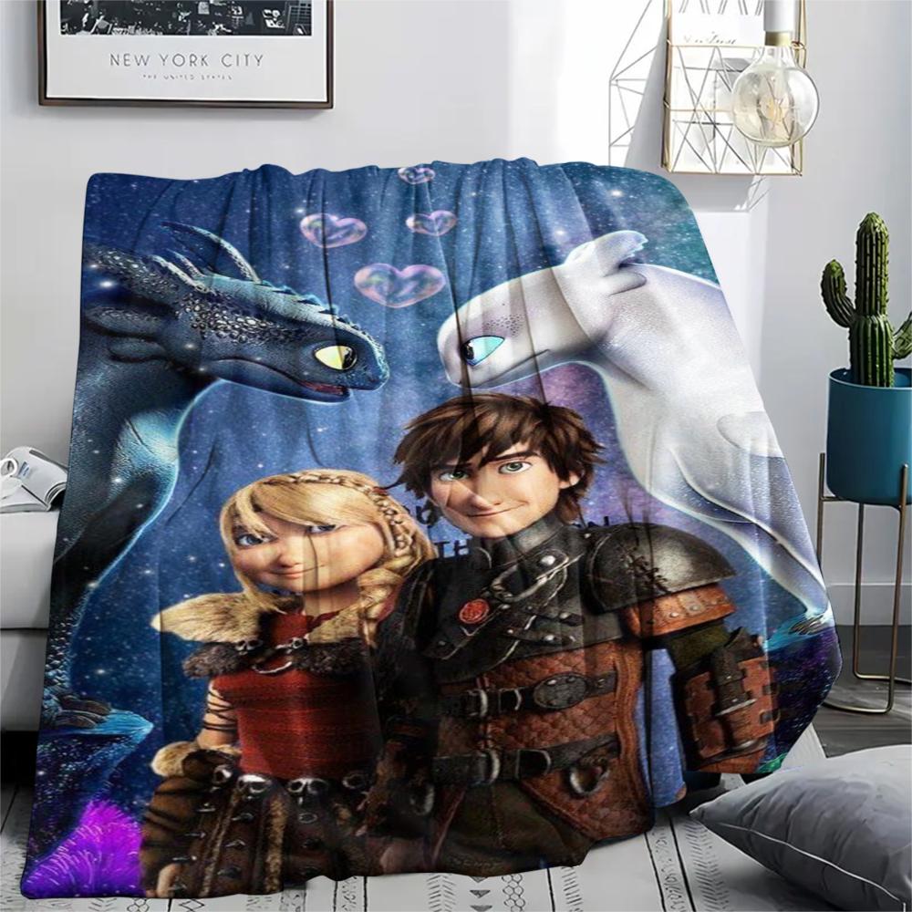 1Pc Dragon Training Print Flannel Blanket, High quality Comfortable for All Seasons, Home Decor, Warmth and Comfort, Perfect for Gifts