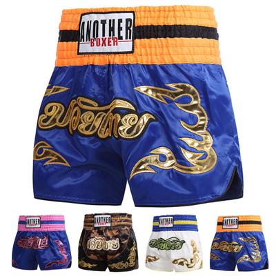 Muay Thai Boxing Shorts Crianças Adulto Mulheres Homens Treinamento Luta Kickboxing Trunks Cós Elástico Largo Bordado Padrão Boxe Shorts