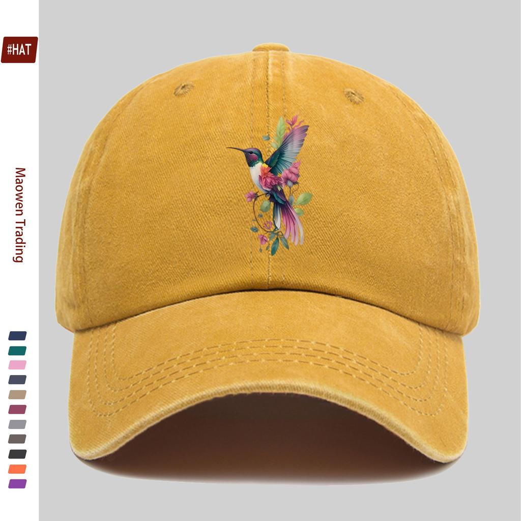 Pc Kolibri-Aufdruck Trucker-Kappe Geeignet für Frühling Sommer Herbst Reisen Verstellbarer Schnallenriemen Leichte Baseballkappe mit