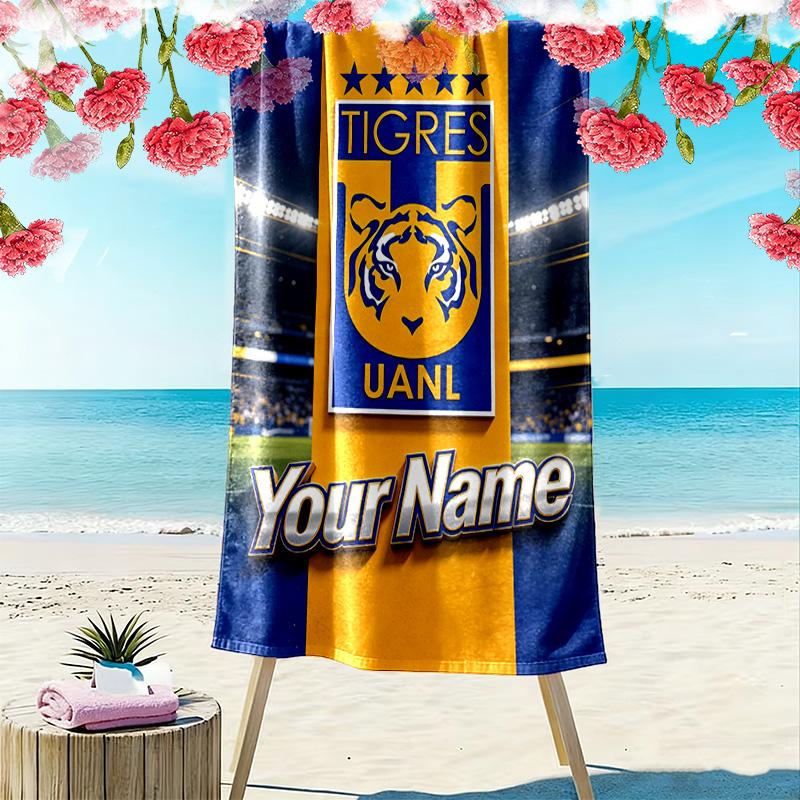 Name Custom Tigres uanl Print Beach Towel, Large Soft Quick Dry Towel for Beach Camping Swimming