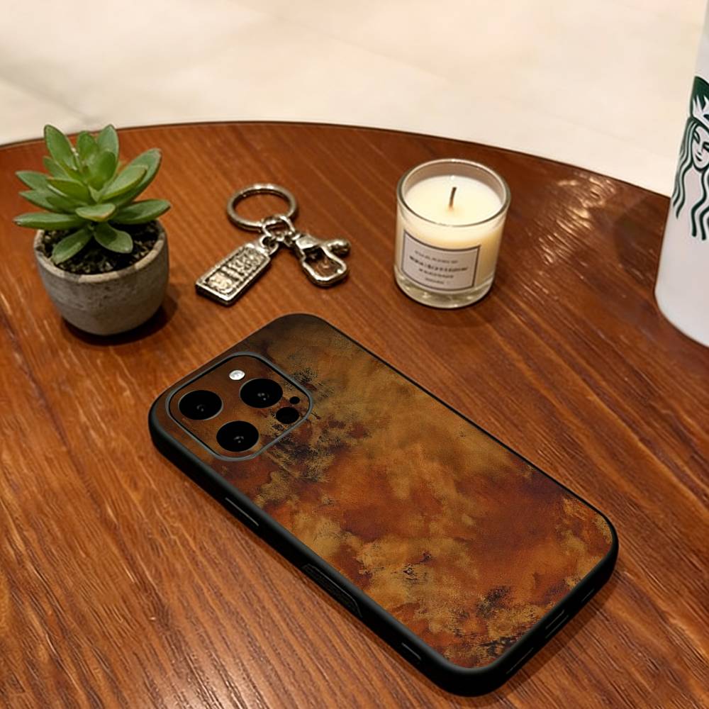 Vintage Rust Phone Case For iPhone 17,16,15,14,13,12,11 Plus,Pro Max,XS,Soft Silicone Black Cover