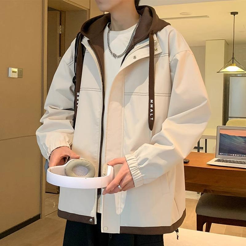 Fake Two-piece Jacket Men's Spring and Autumn Work Jacket Teenager Trendy Outdoor Charge Clothes