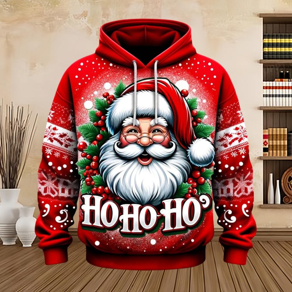 Merry Christmas Cat 3D Printed Men's Snowman Hoodie Streetwear Loose Pullover Sweatshirt Top