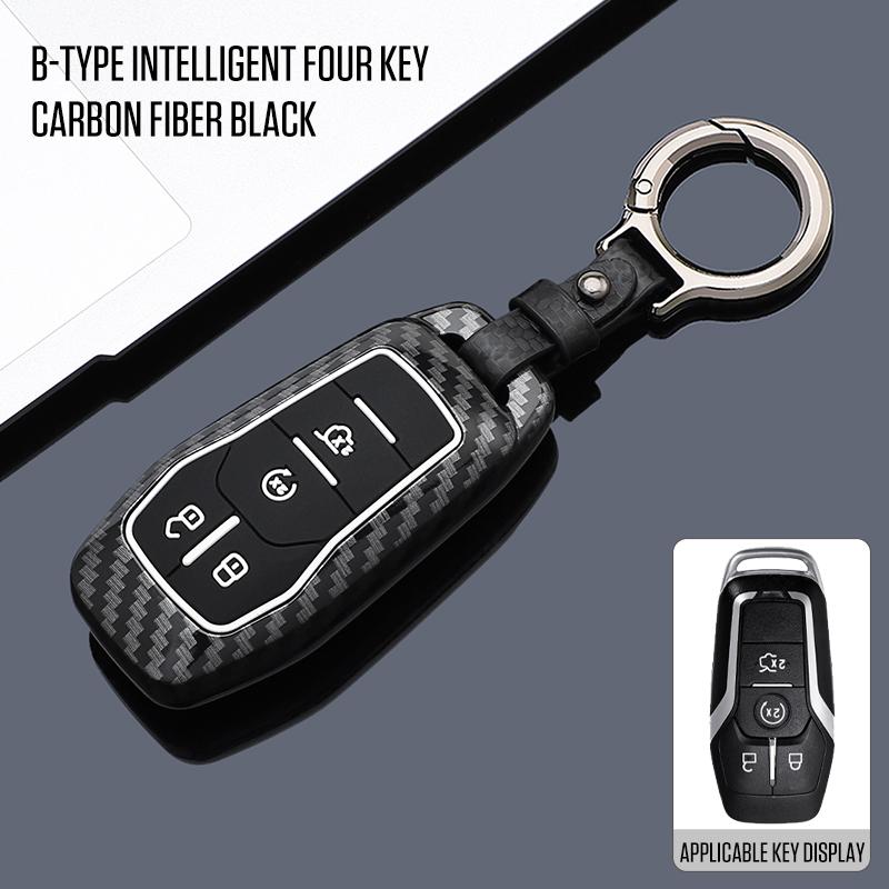 Interior Mouldings Car Key Cover Case For Ford Fusion Mondeo Mustang F-150 Explorer Edge 2015 2016 2017 2018 Car Key Protection