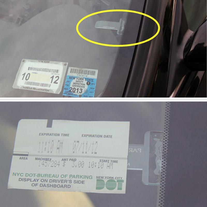 Transparent Car Vehicle Parking Ticket Receipt Permit Card Holder Clip Sticker Windscreen Plastic Universal Car Accessories