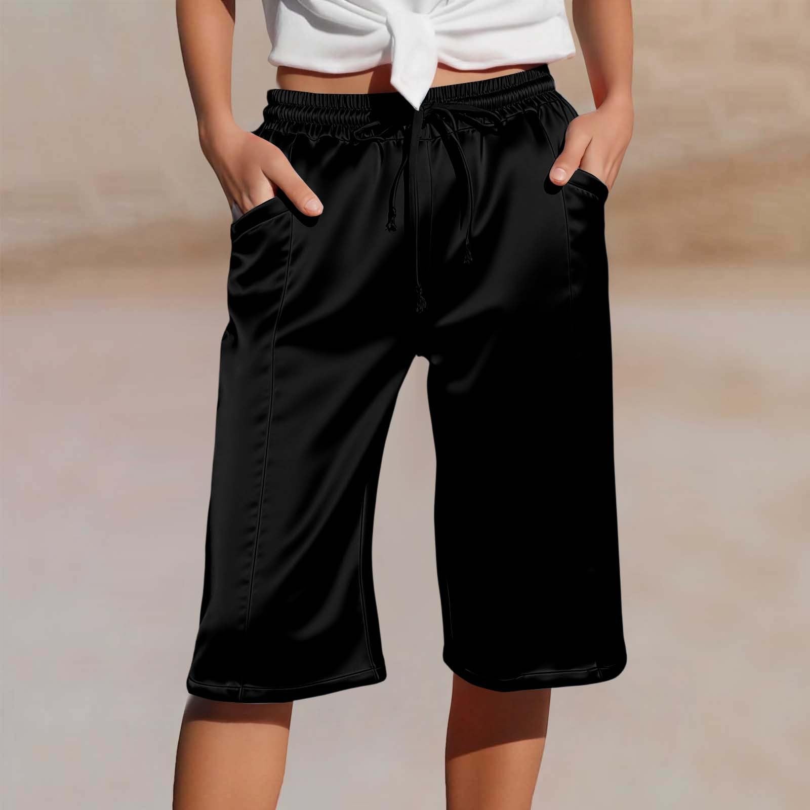 

Женские повседневные атласные брюки прямого кроя с высокой талией, эластичным поясом и карманами L